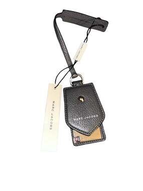 Marc Jacobs Shadow Gray Pebbled Leather Luggage Tag M0010926